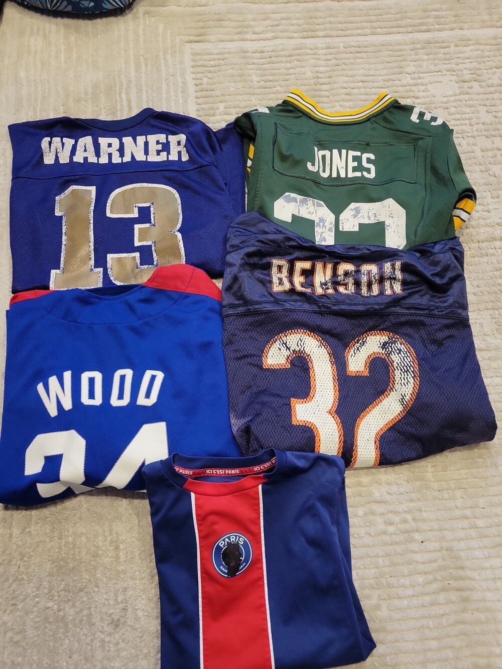Jersey Lot of 5 Bundle Chicago Cubs Bears Packers Rams Soccer Youth Adult Sizes